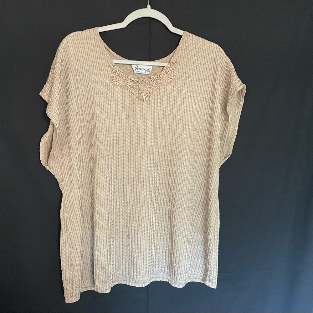 Vintage 80s style Textured Blouse w lace appliqué | VTG Plus Size 22